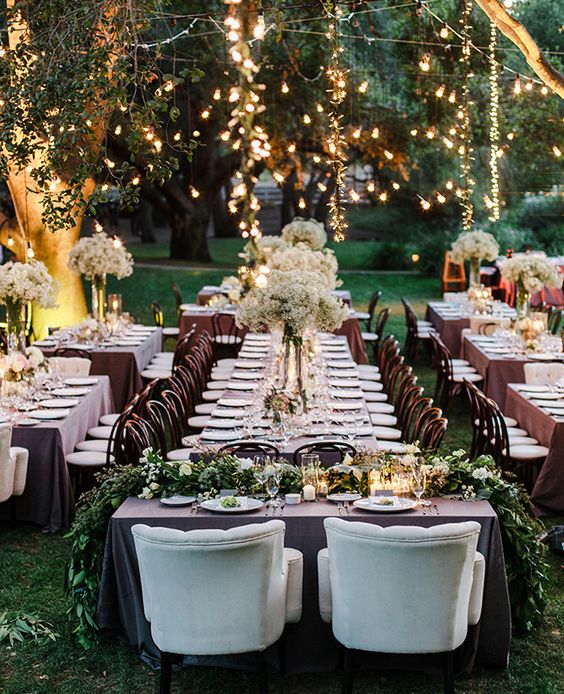 dreamy wedding arrangement with light