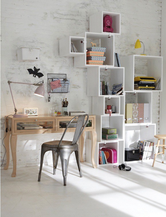 home office with cube organization