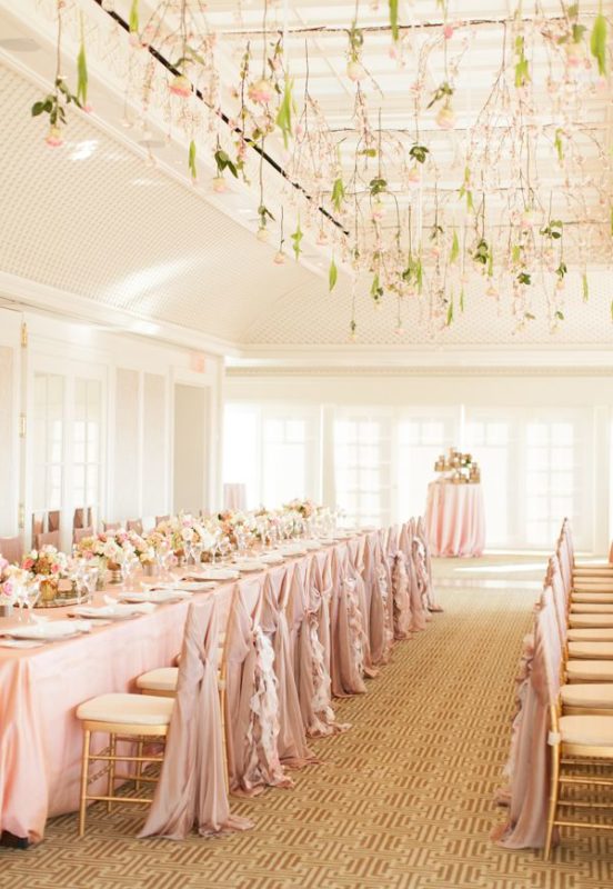 pink table wedding arrangement